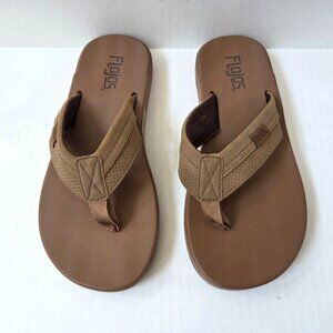 Flojos Sandals Mens 8 Brown Levee Beach Preppy Memory Foam Flip Flops